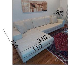 DIVANO IN PELLE GRANDE A elle L BEIGE BIANCO