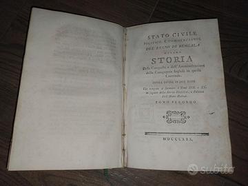 Libro antico Stato Civile Regno di Bengala 1780