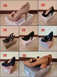 Scarpe tacchi sandali 38 decollete plateau pelle