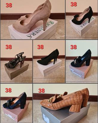 Scarpe tacchi sandali 38 decollete plateau pelle