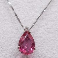 COLLANA ORO 18kt. DIAMANTE E GOCCIA TORMALINA ROSA