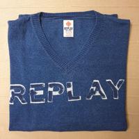 MAGLIONE UOMO IN COTONE BLU VINTAGE REPLAY