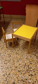 Tavolo e sedie per bambini