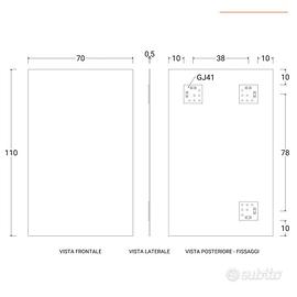 SPECCHIO ATTACCHI REVERSIBILI DIM. 70x110