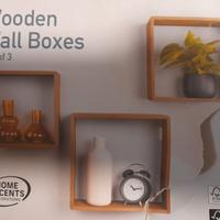 3 mensole a cubo in legno nuove