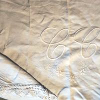 Tovaglietta antica ricamo a mano bordo uncinetto