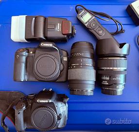 Canon600d + canon40 d+ treppiedi+accesori + zaino