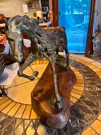Coppia Sculture Bronzo Cavalli 50 cm Firmate G.M