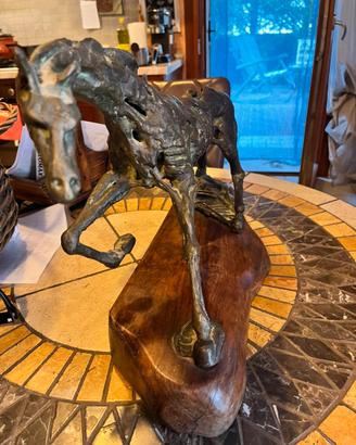 Coppia Sculture Bronzo Cavalli 50 cm Firmate G.M