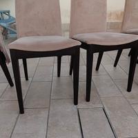  6 sedie in legno e cuoio rivestite di qu
