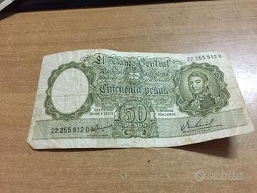 K3398NN-Banconota 50 Pesos Moneda Nacional Argenti