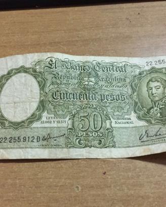 K3398NN-Banconota 50 Pesos Moneda Nacional Argenti