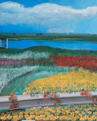 Invaso Pappadai a primavera- olio su tela -50x70cm