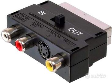 Adattatore SCART-3x RCA + S-Video con Interruttore