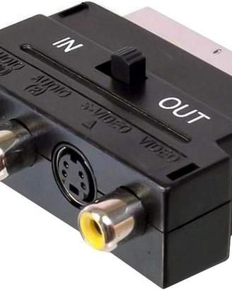 Adattatore SCART-3x RCA + S-Video con Interruttore