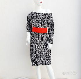 👗Abito bianco nero scollatura a barca .Bugatti