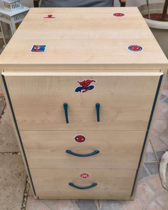 cassettiera baby spider-man legno manfredonia ikea