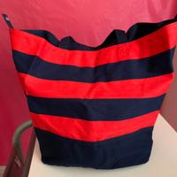 Borsa in tela a righe rosse e blu