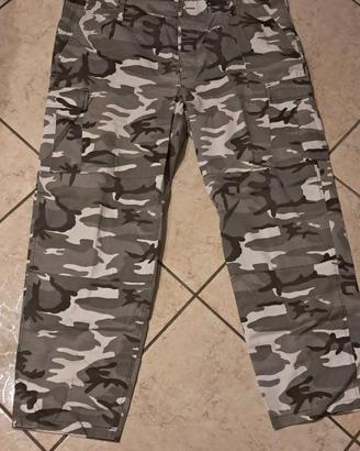 Pantalone militare mimetico grigio/nero/bianco