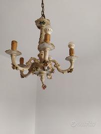 Lampadario in ceramica stile Capodimonte 