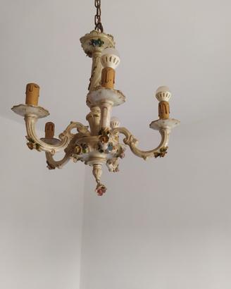 Lampadario in ceramica stile Capodimonte 