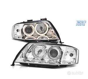 FARI PER AUDI A6 4B 97-01 ANGEL EYES FONDO CROMATO