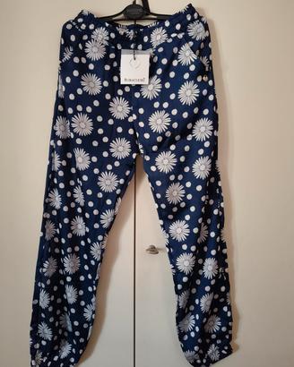 pantaloni Rubacuori blu fiori 