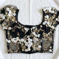 Romwe Corsetto Floreale in Mesh Taglia S