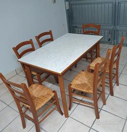 tavolo allungabile legno + 6 sedie paesana