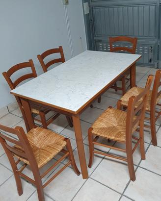 tavolo allungabile legno + 6 sedie paesana