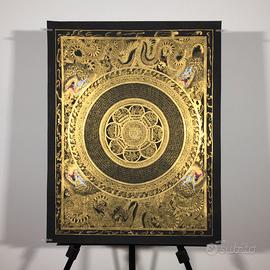 Mandala Mantra e Dragoni Dipinto Thangka Tibetano