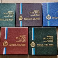 5x Divisionali S. Marino dal 1982 al 1986, monete