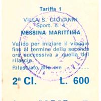 Biglietto FS traghetto 1985 V. S. Giovanni Messina