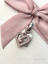 Charm pandora nuovo! Con pave, oro rosa e cuore or