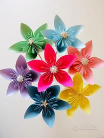 Fiori origami con strass