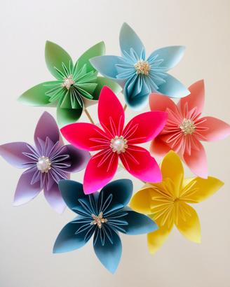 Fiori origami con strass
