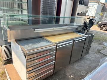 Banco pizza refrigerato - acciaio inox