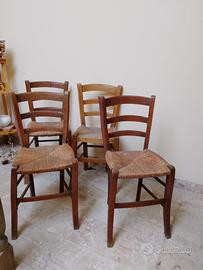 4 sedie antiche in paglia