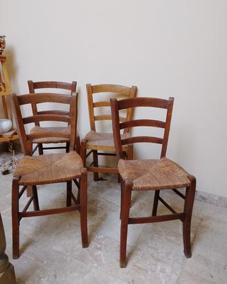 4 sedie antiche in paglia
