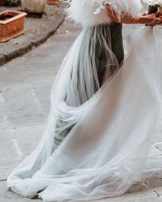 ABITO DA SPOSA STRASCICO SOPRAGONNA STACCABILE