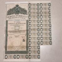 Cartella Al Portatore Debito Pubblico Regno Italia