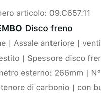 Dischi freno  brembo anteriori n.art 09.C657.11