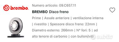 Dischi freno  brembo anteriori n.art 09.C657.11