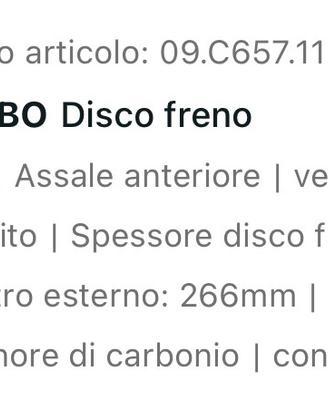 Dischi freno  brembo anteriori n.art 09.C657.11