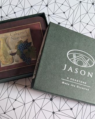 Set 6 sottobicchieri tema vino, Jason Coasters – c