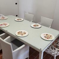 TAVOLO GIARDINO + 4 SEDIE RATTAN