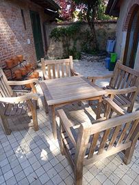 SET TAVOLO E 4 SEDIE IN TEAK DA GIARDINO