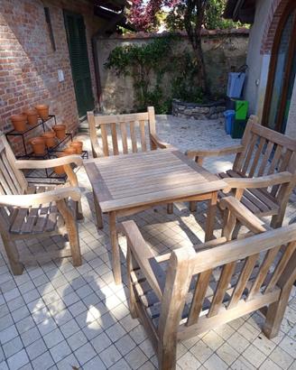 SET TAVOLO E 4 SEDIE IN TEAK DA GIARDINO