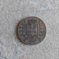Moneta 5 lire d'argento 1873