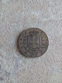 Moneta 5 lire d'argento 1873